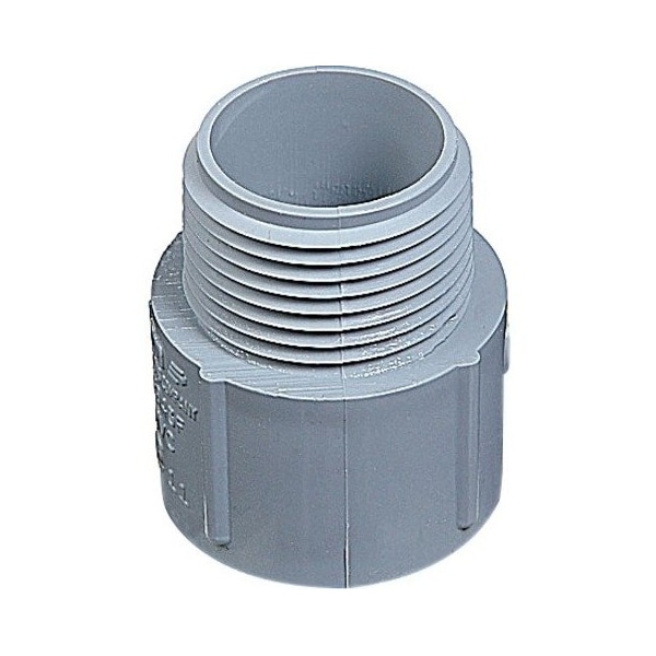 Conduit Fitting Adapter, 1/2 in, Threaded, PVC, PVC Coated, Gray